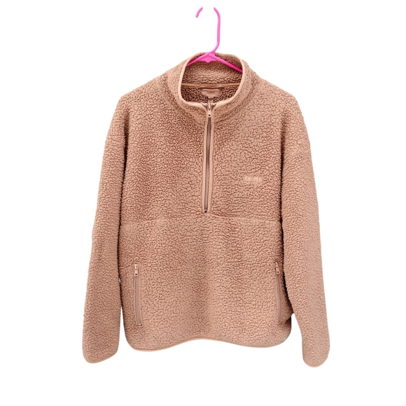 SKIMS Tops - SKIMS Teddy Fleece Pull Over Tan Camel Pocket